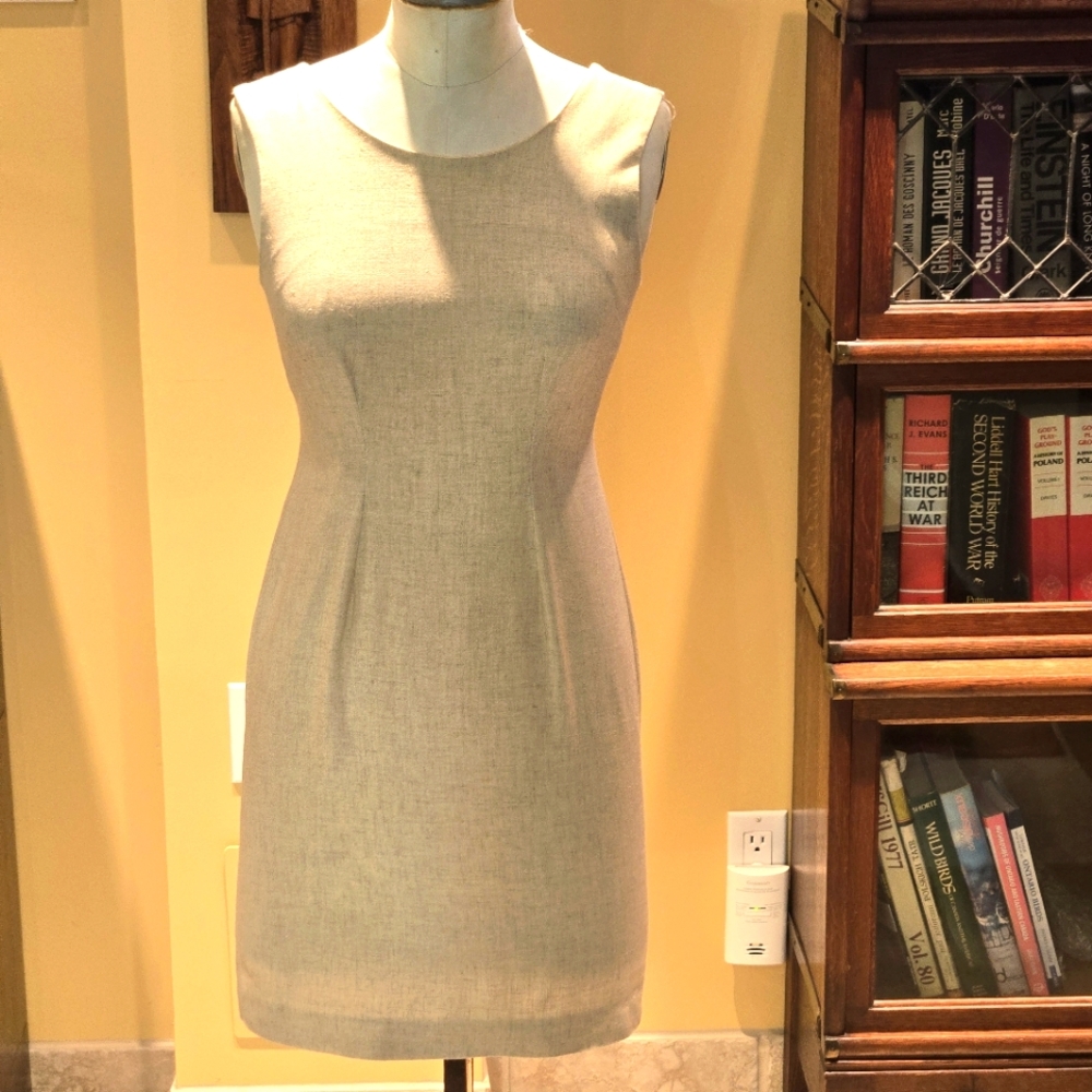Petite Sophisticate Dress Women's Beige/Tan Linen Blend Sleeveless Size 0
